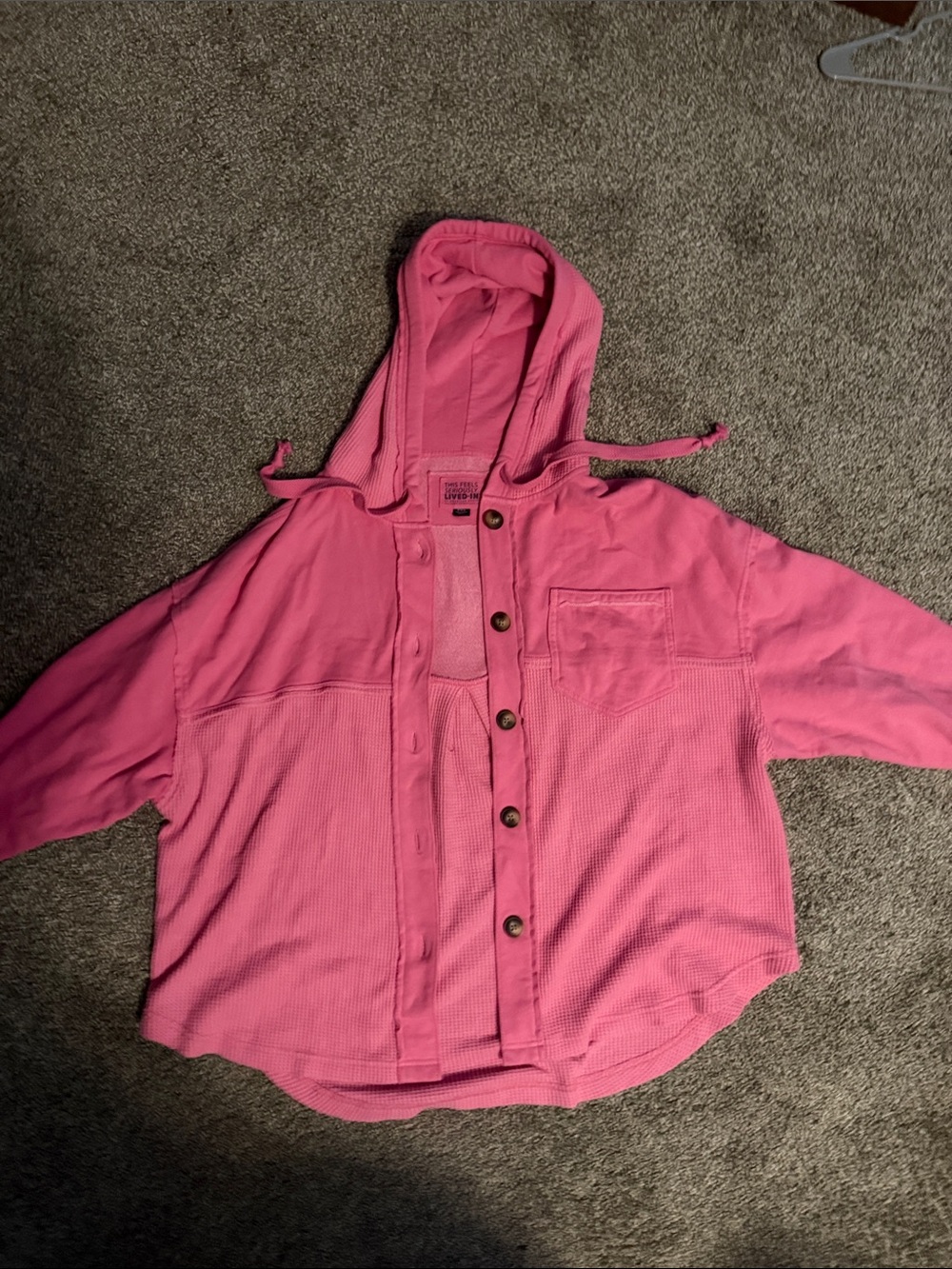 AE Pink Hooded Button-Up Jacket